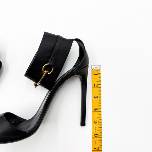Gucci Black Leather Ursula Horsebit Ankle Cuff Pointed Toe Sandals 11.5 - Picture 11 of 12